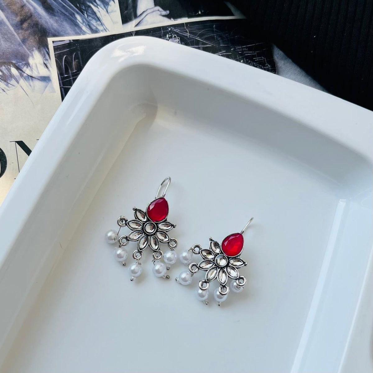 Naina Red Earrings