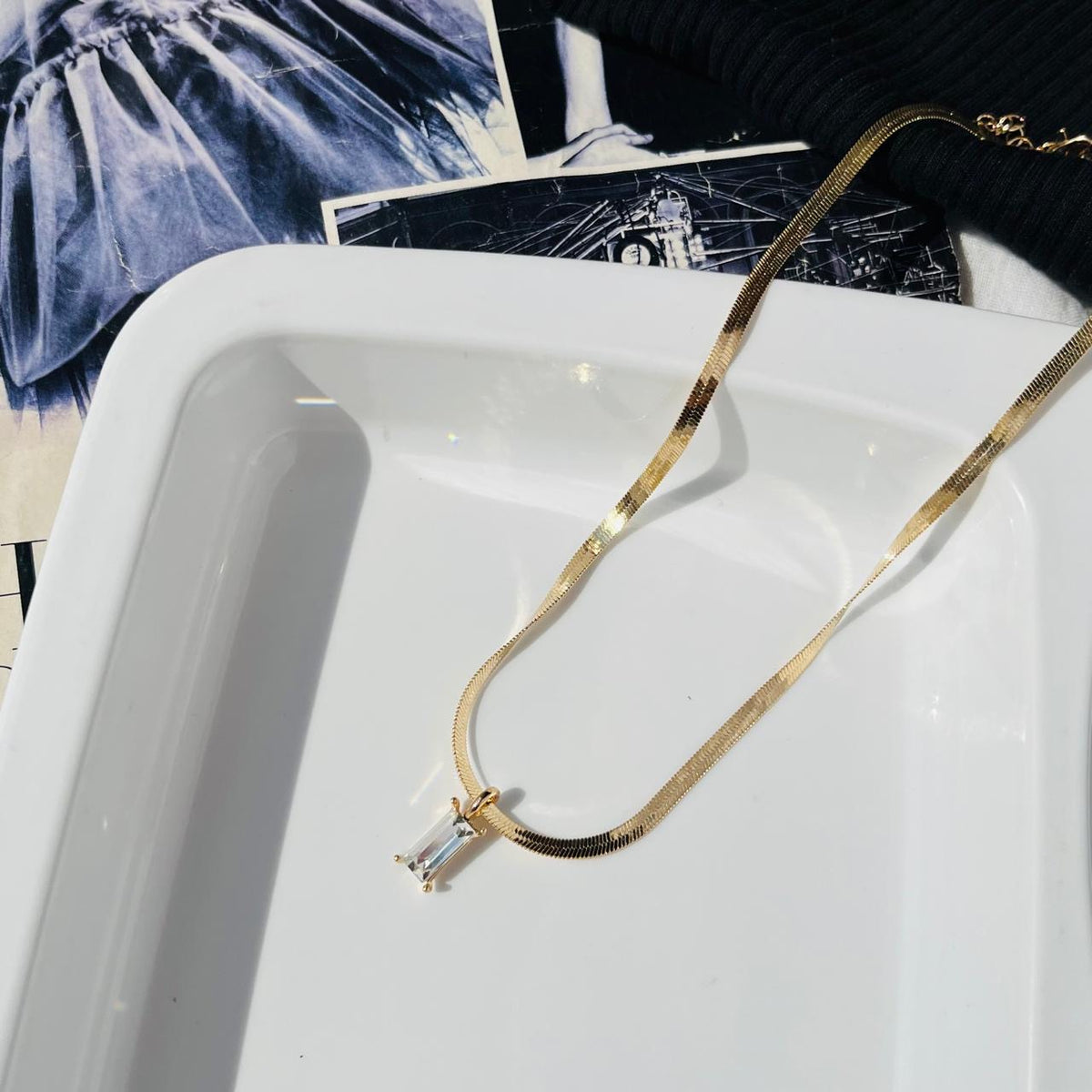 White Stone Snake Chain