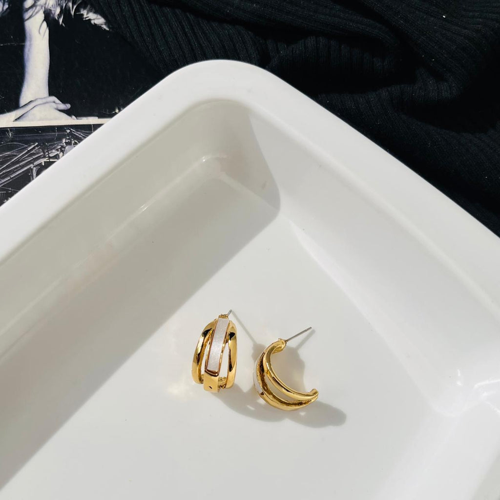 3 Layer White Stone Hoops