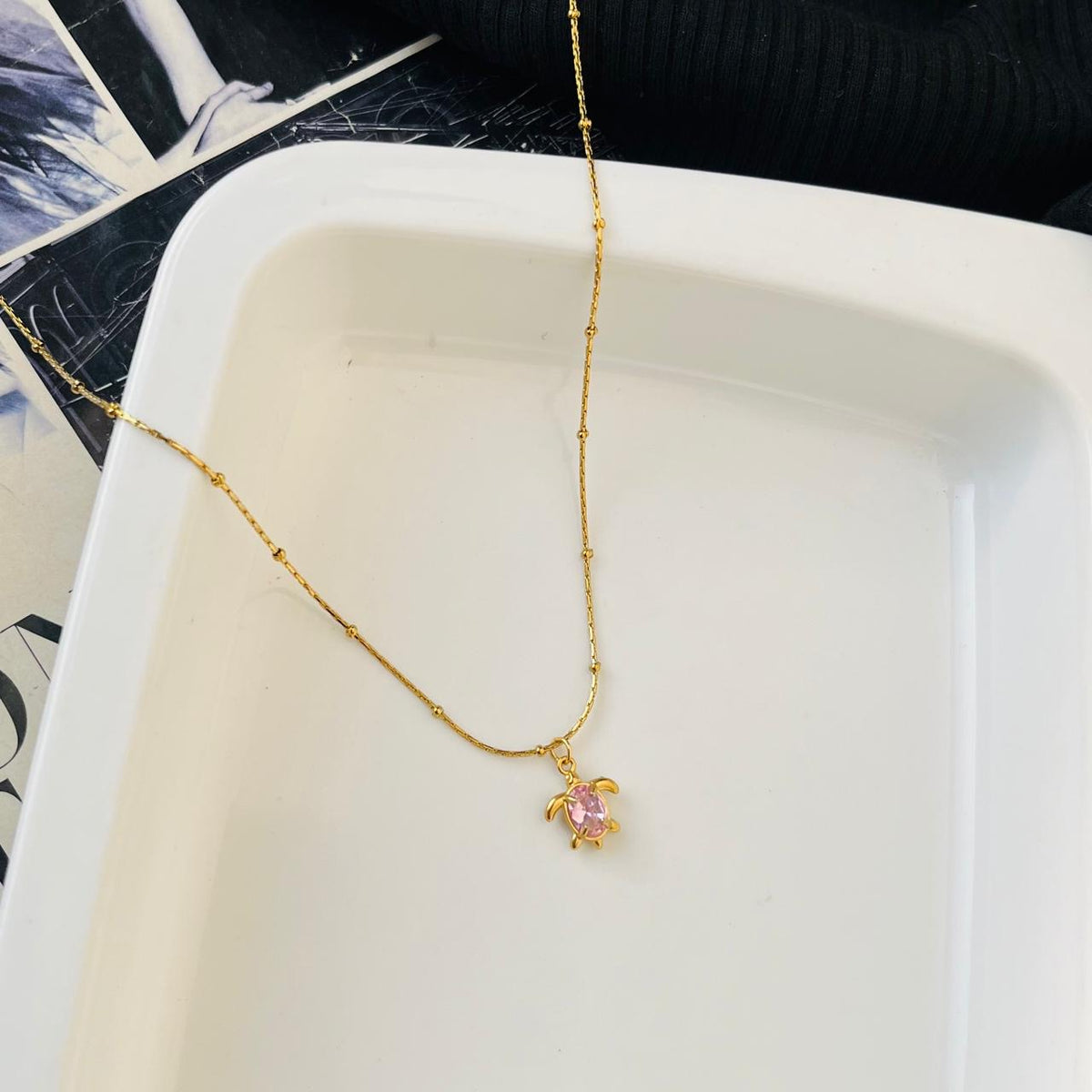 Pink Stone Necklace ~ Anti Tarnish