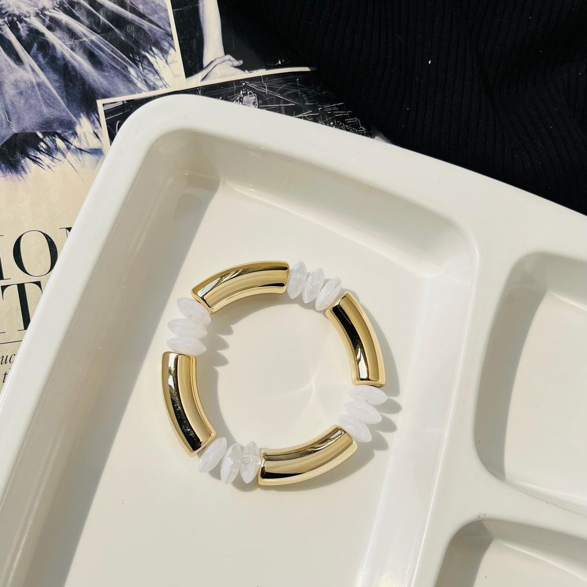 White Aria Bracelet ~ stretchable
