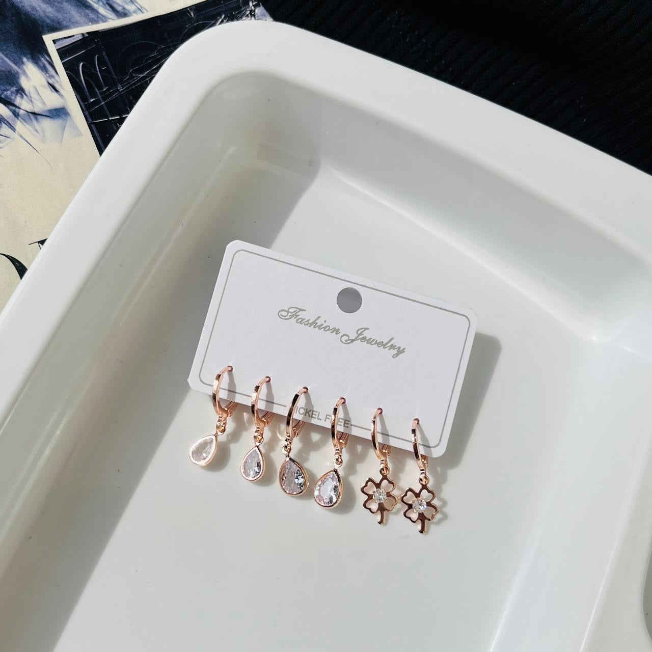 Rosegold Earrings Card ( 3 pairs )