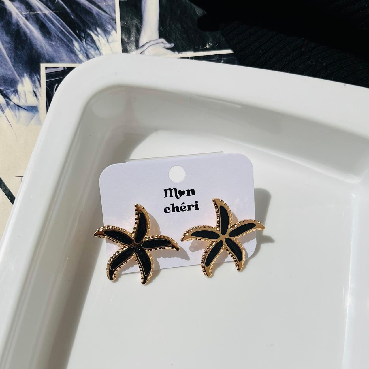 Black Starfish Earrings