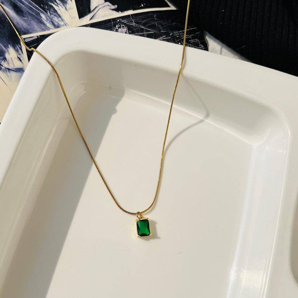 Green Stone Necklace ~ Anti Tarnish