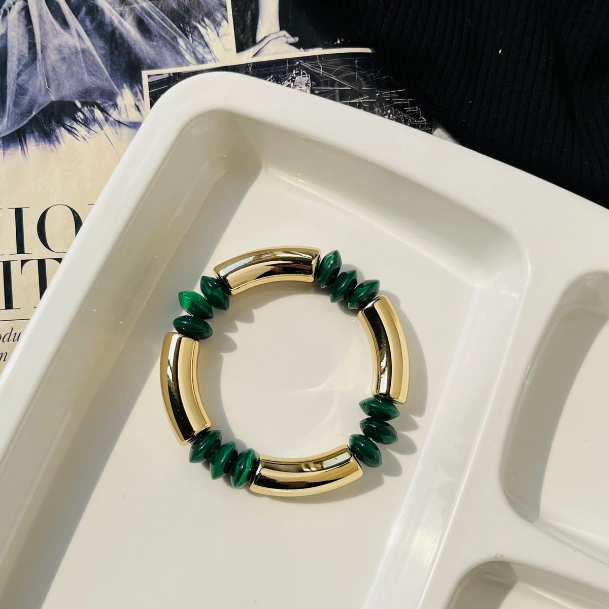 Green Aria Bracelet ~ stretchable