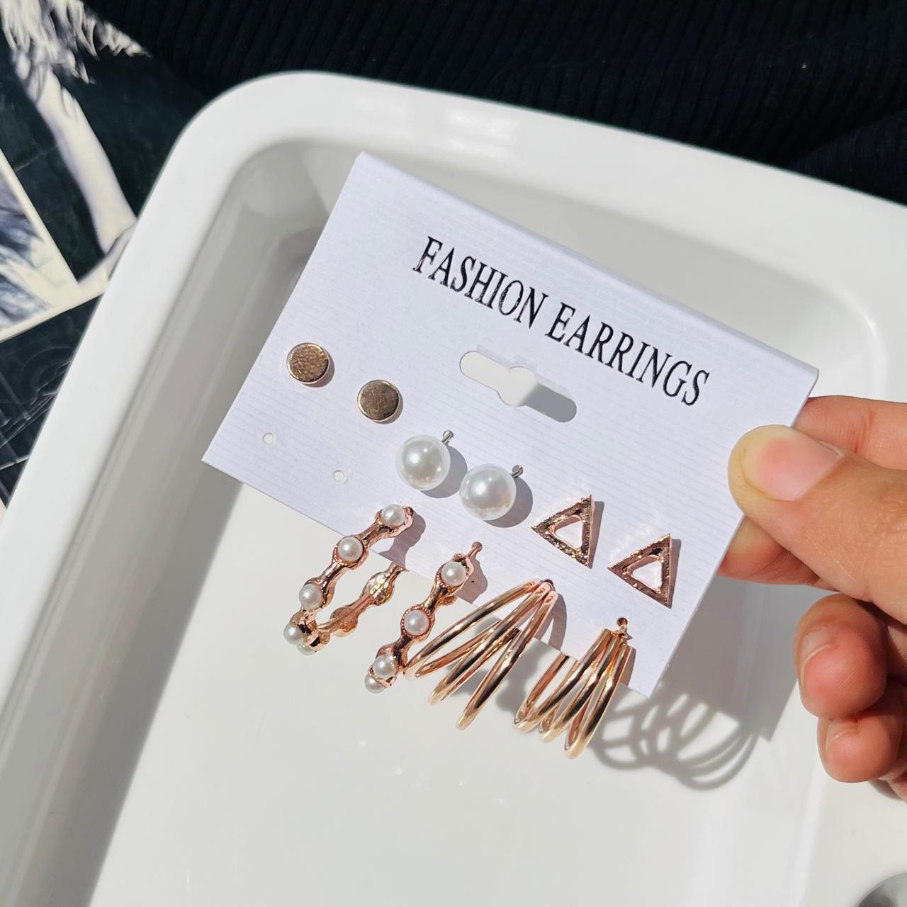 Rosegold Pearl Earrings Combo (₹20 Per Pair)