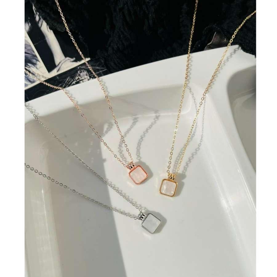 Square White Charm Necklace