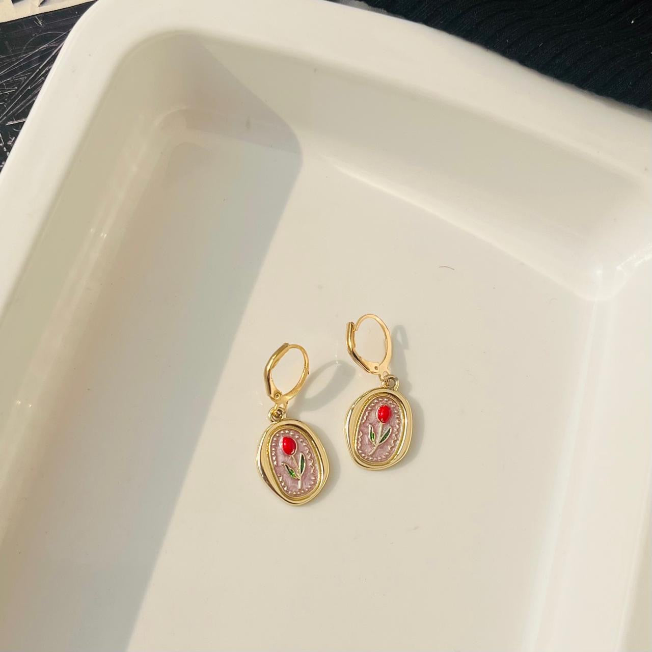 Purple Rose Earrings