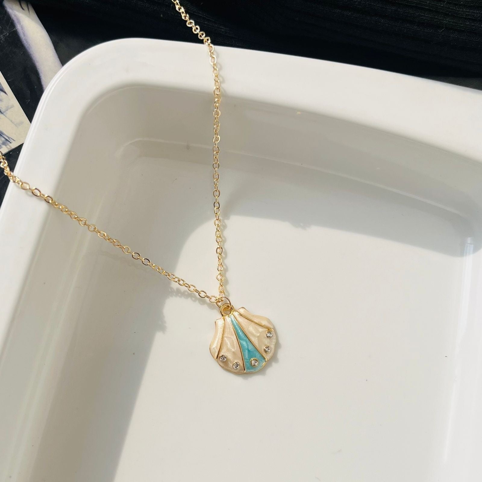 White- Blue Shell Necklace