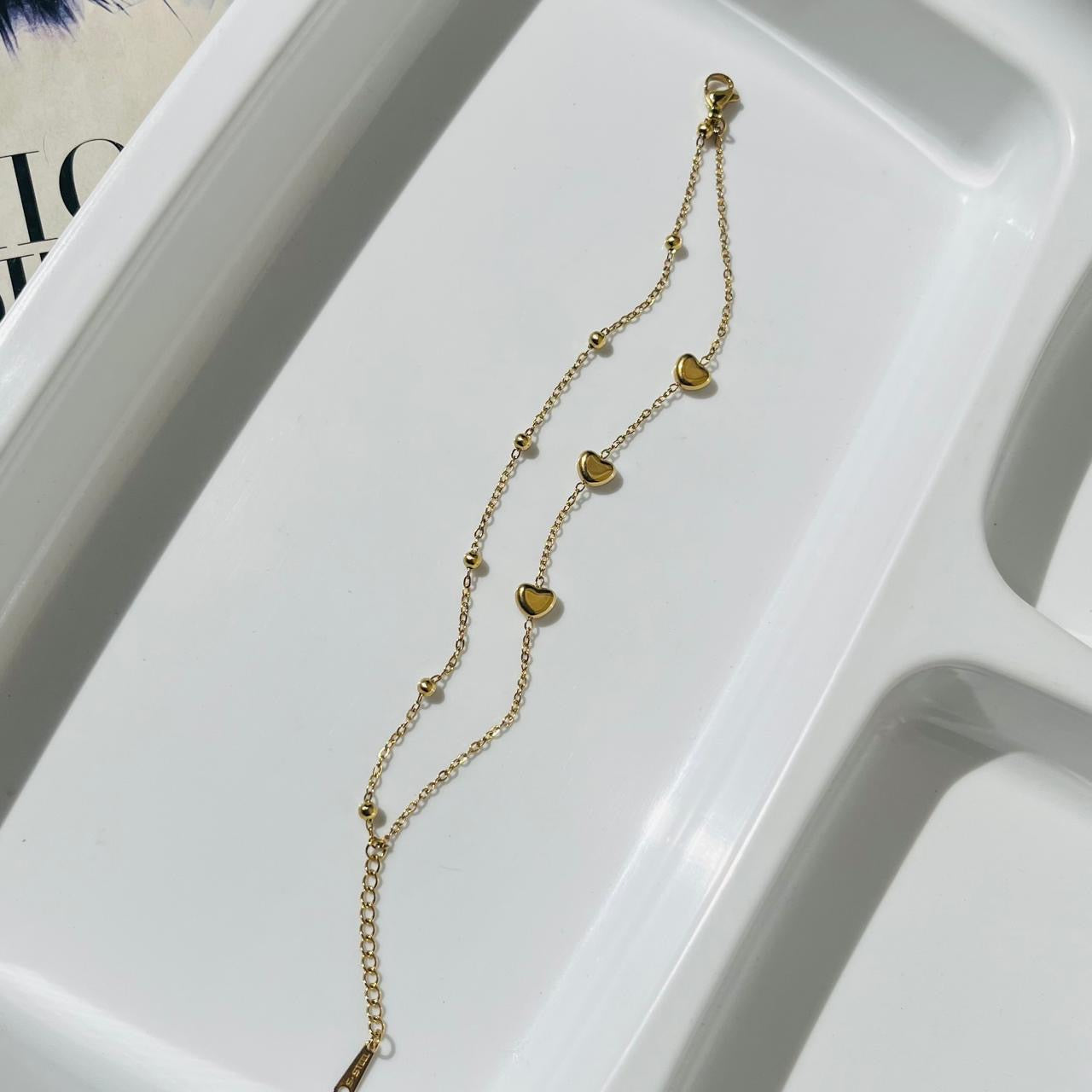 2 Layer Heart Bracelet ~ Anti Tarnish