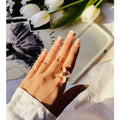 Pink Peach Flower Ring Adjustable