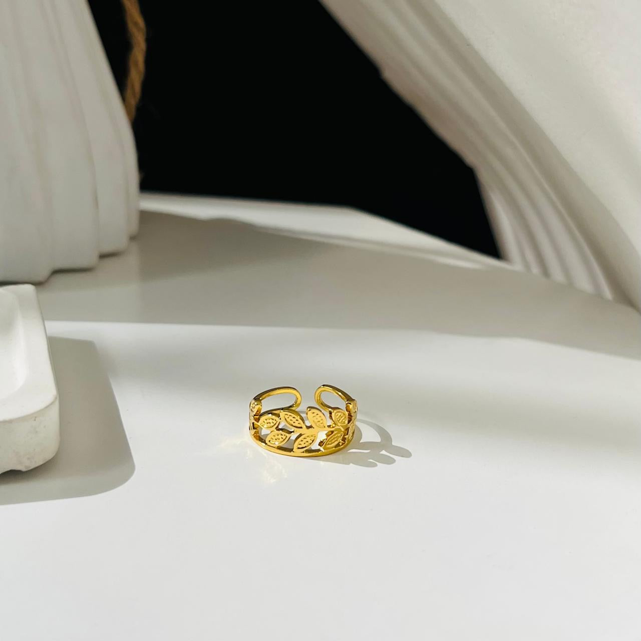 Leaf Adjustable Ring ~ Anti Tarnish