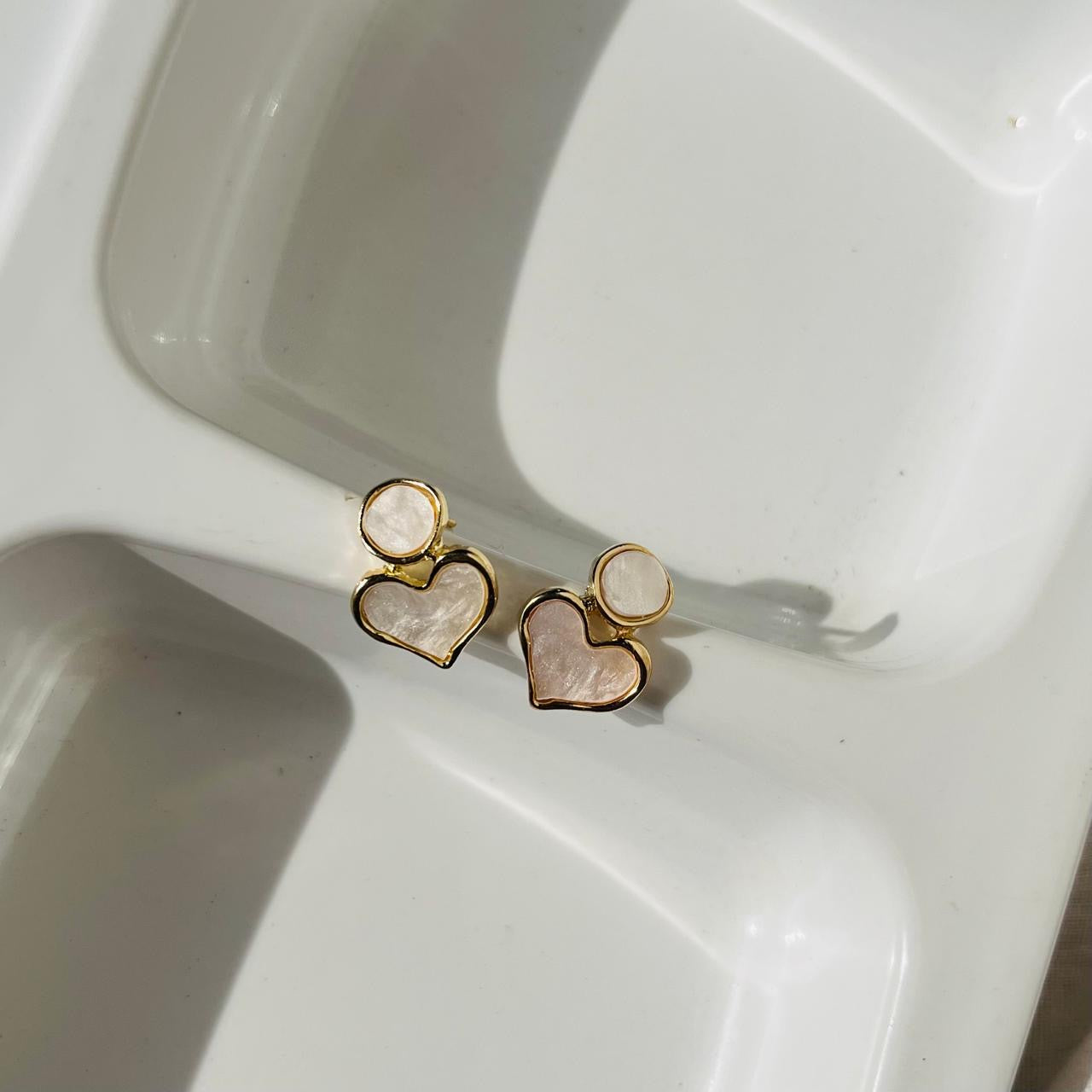 White Small Heart Earrings