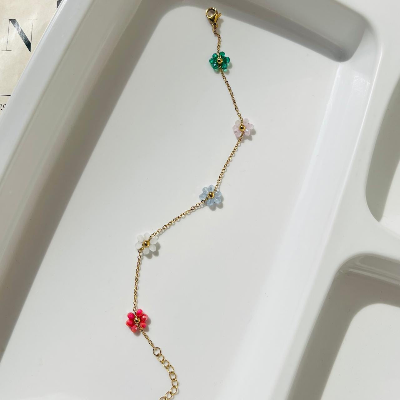 Multicoloured Flower Bracelet ~ Anti Tarnish