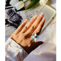 Blue Flower Ring Adjustable