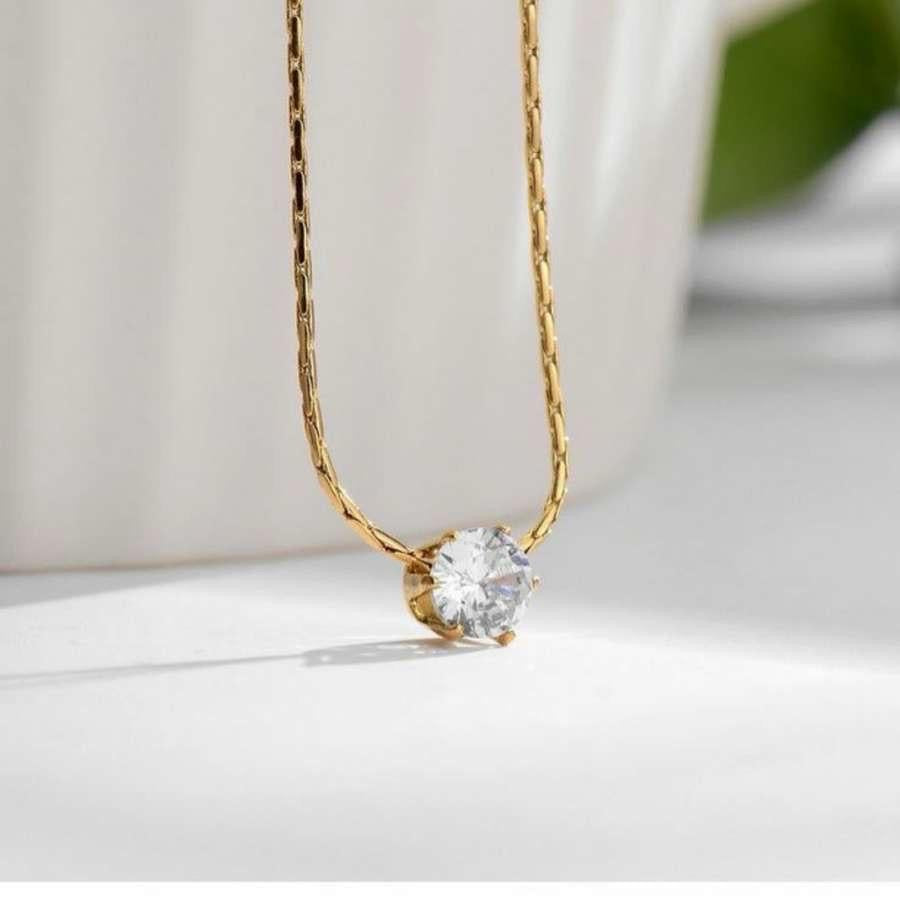 Single Diamond Necklace ~ Anti Tarnish