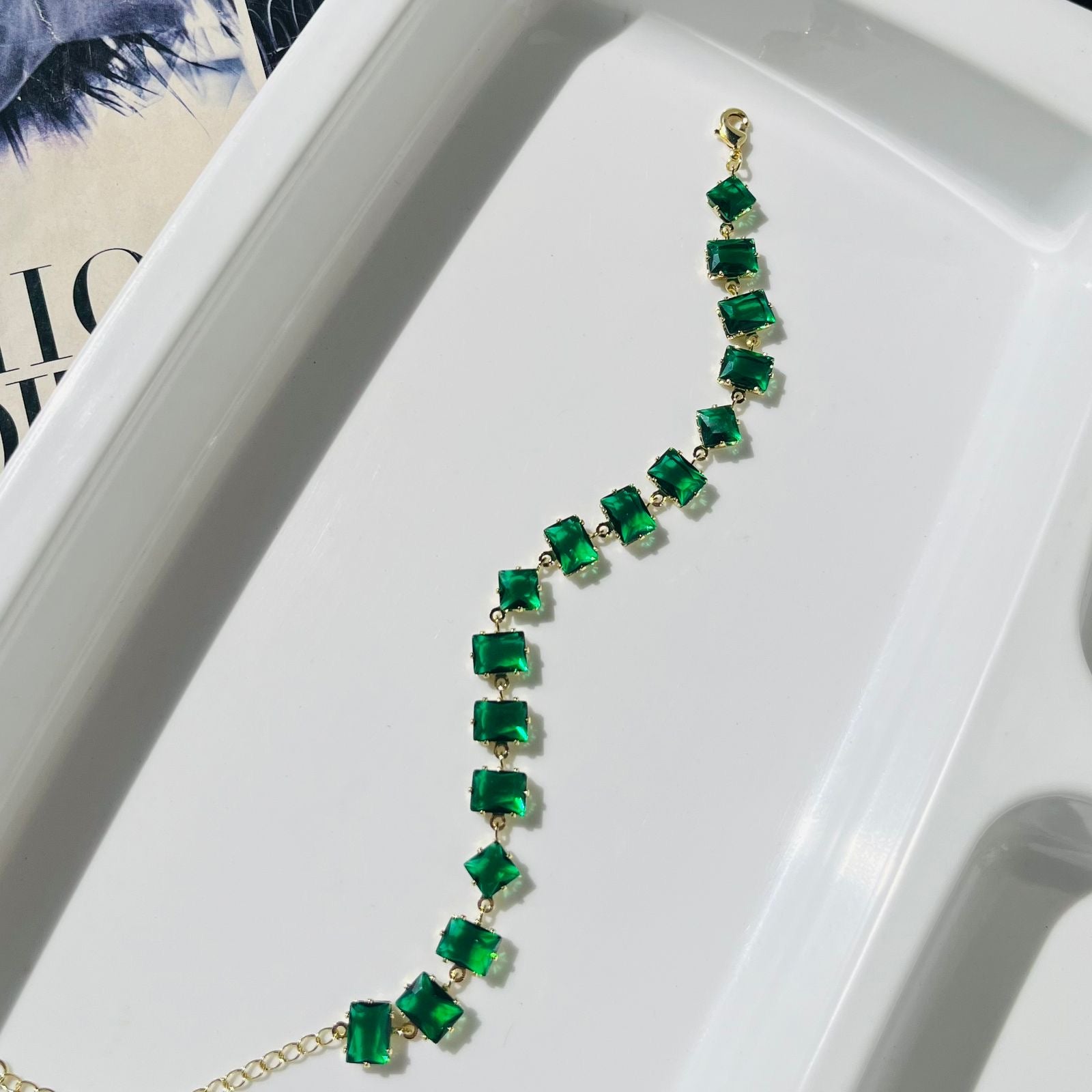 Green Diamond Bracelet ~ Anti Tarnish