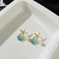 Blue Shell Pearl Earrings