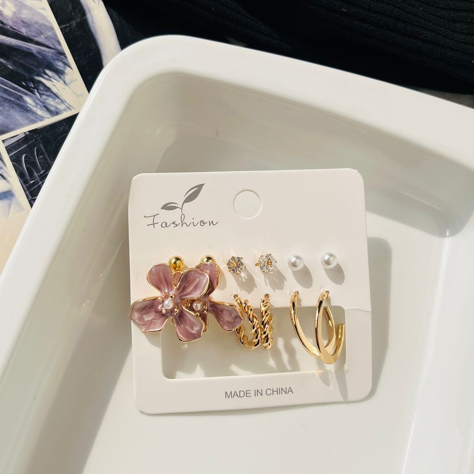 Lilac Flower Earrings Combo ( ₹17/- each Pair )