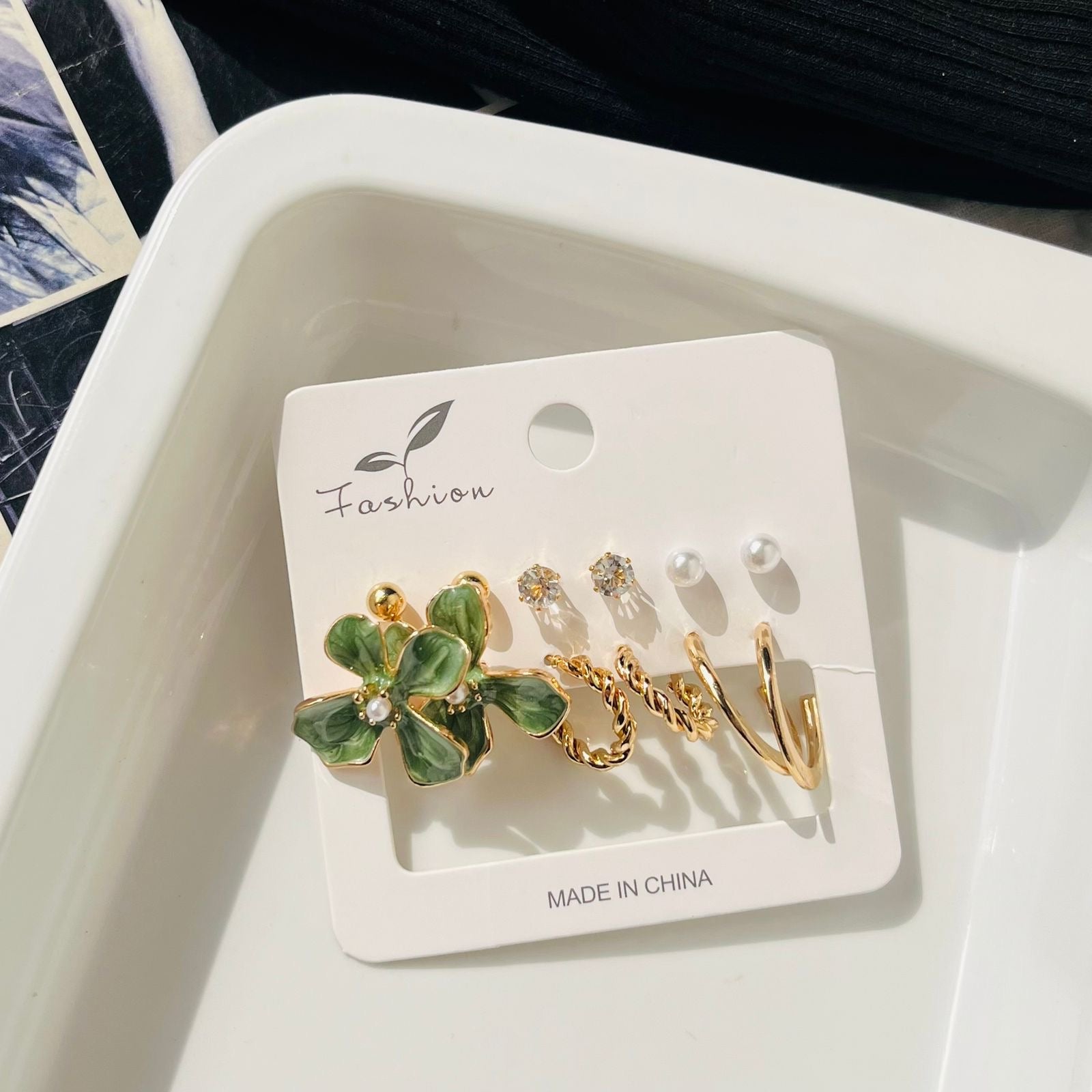 Green Flower Earrings Combo ( ₹17/- each Pair )