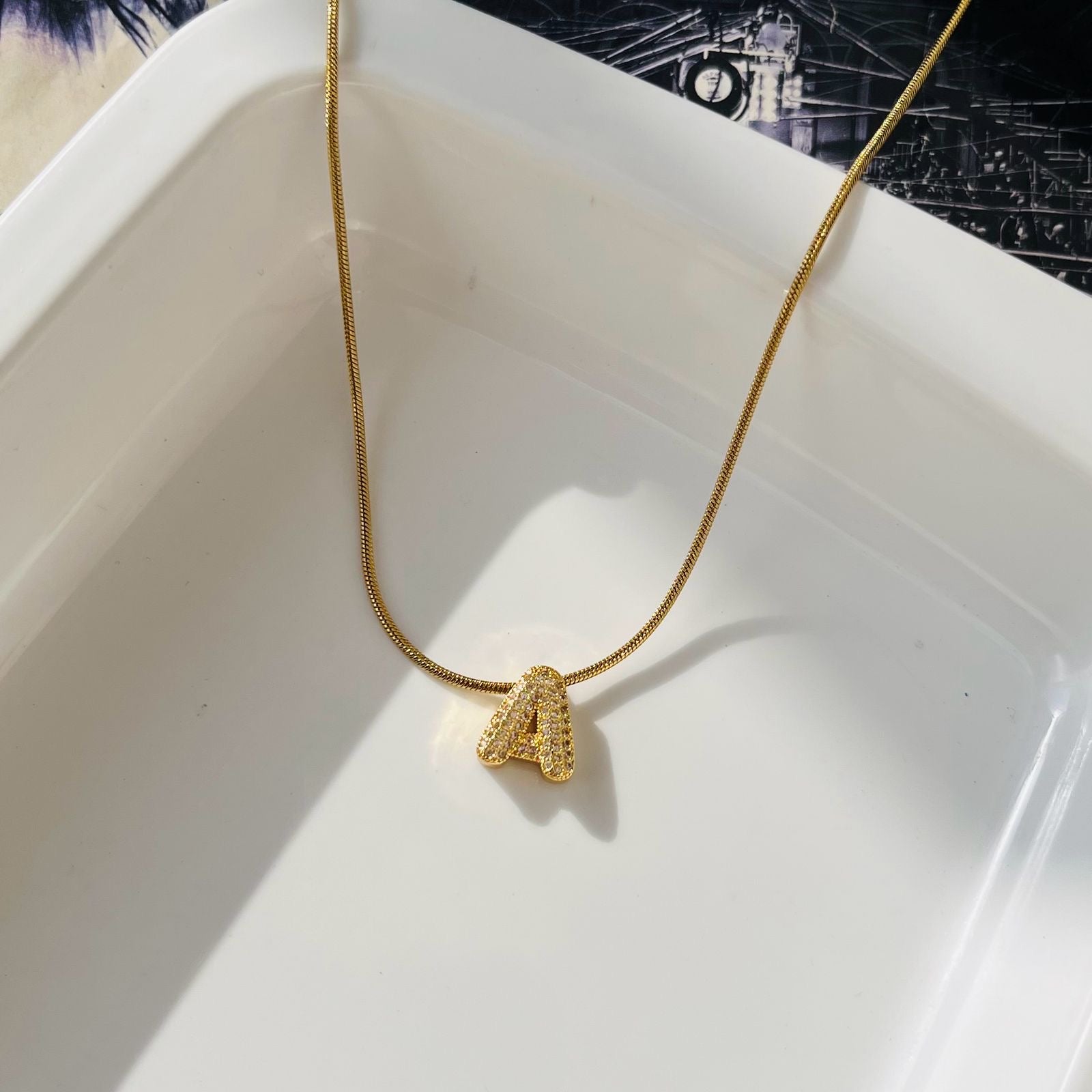 A Initial Diamond Necklace ~ Anti Tarnish