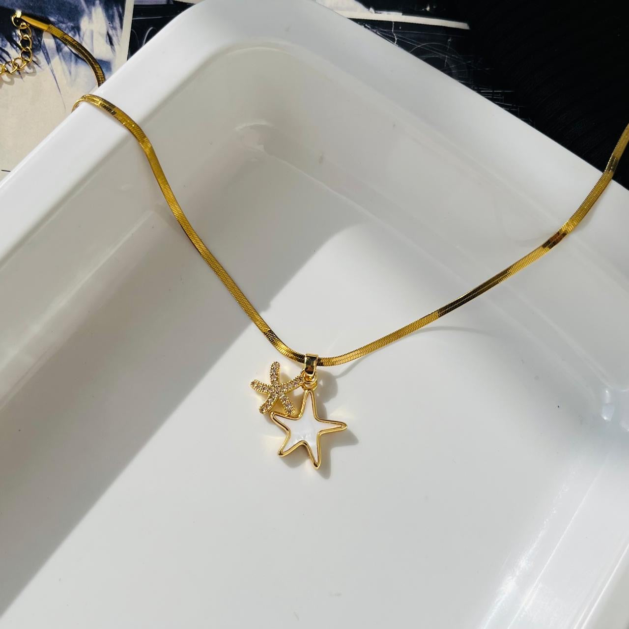 Dual Star Necklace ~ Anti Tarnish