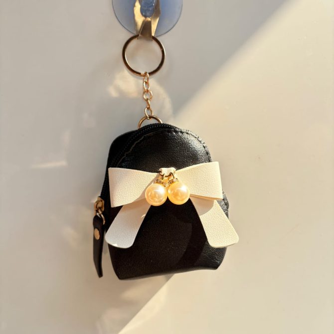 Bow Pearl Keychain Mini Wallets