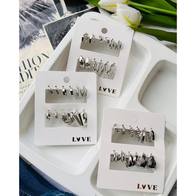 Silver Essentials Earrings Combo (₹20 Per Pair)