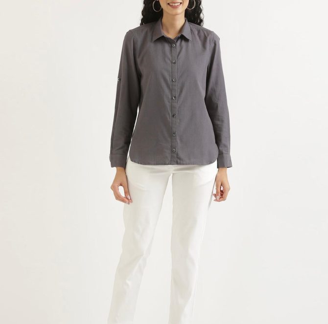 Charcoal Grey Oversized-Fit Shirts - Image 5