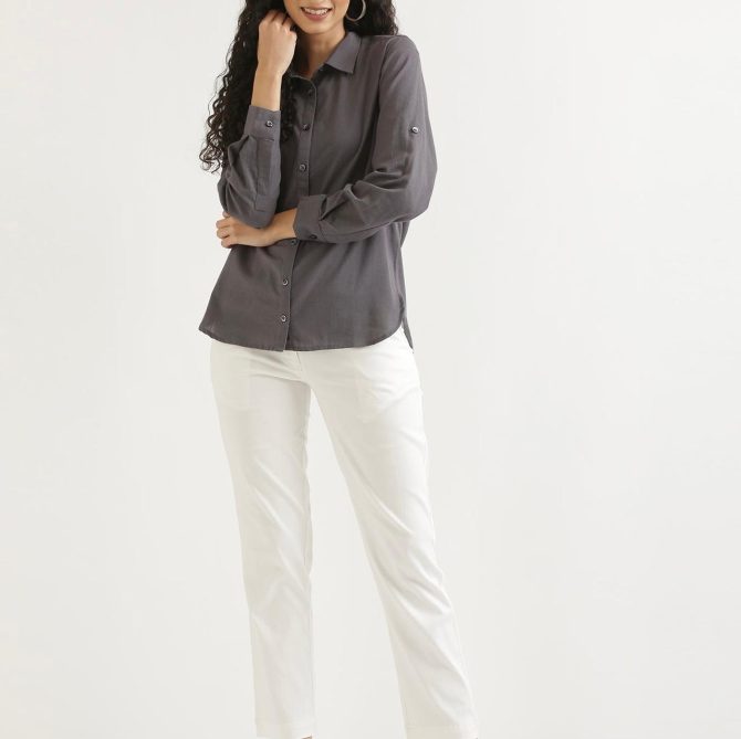 Charcoal Grey Oversized-Fit Shirts - Image 3