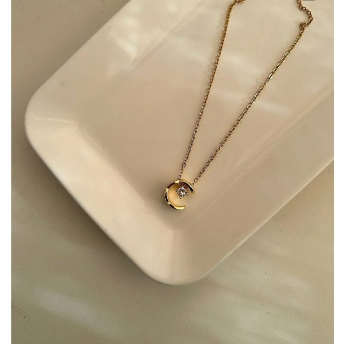 Moon Diamond Necklace~ Anti Tarnish