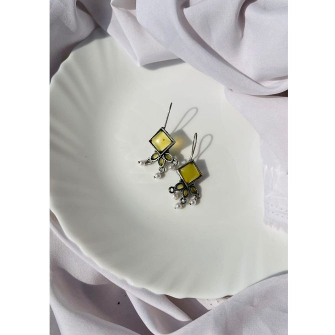 Yellow Pearl Jhumkas