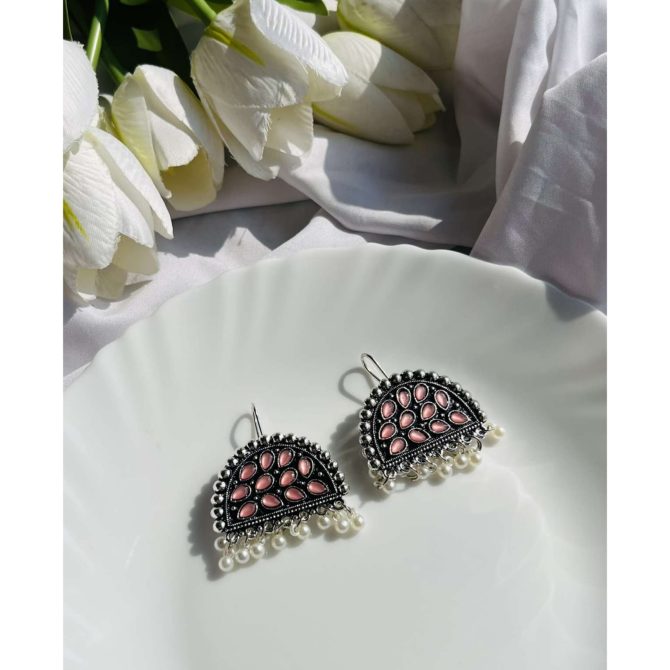 Baby Pink Pearls Jhumkas