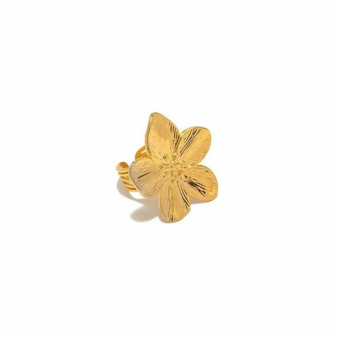 Floral Adjustable Ring~ Anti Tarnish - Image 2