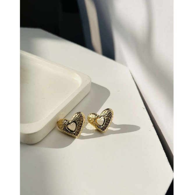 Textured Heart Earrings