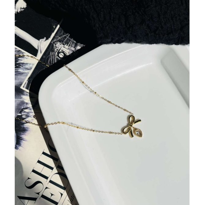 Bow Diamond Necklace~ Anti Tarnish