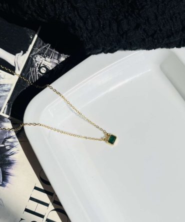 Green Diamond Necklace~ Anti Tarnish