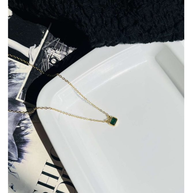 Green Diamond Necklace~ Anti Tarnish