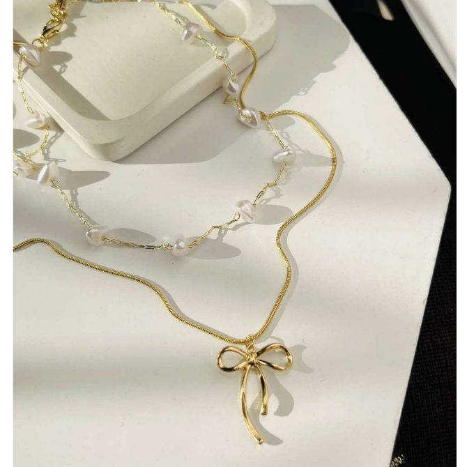 Two Layer Bow Necklace