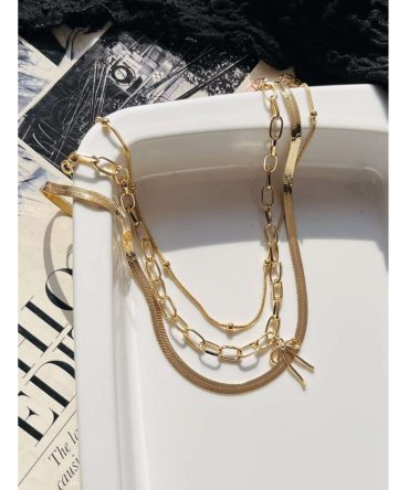 Three Layer Chunky Bow Necklace