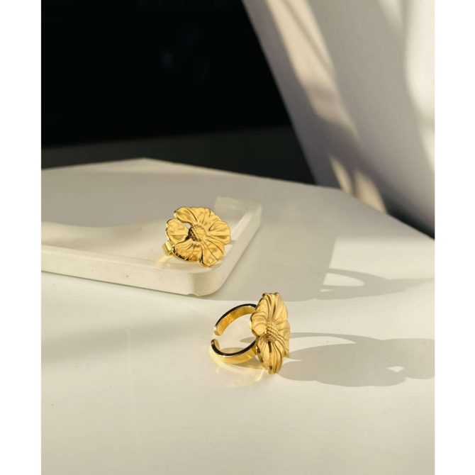 Floral Adjustable Ring~ Anti Tarnish - Image 2