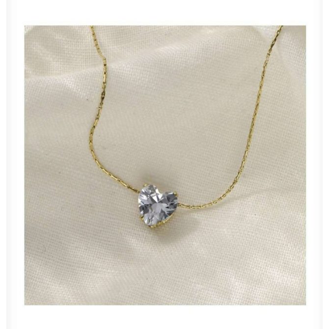 Dainty Heart Diamond Necklace~ Anti Tarnish