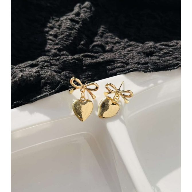 Cute Bow Heart Earrings - Image 3