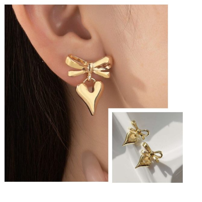 Chic Bow Heart Earrings
