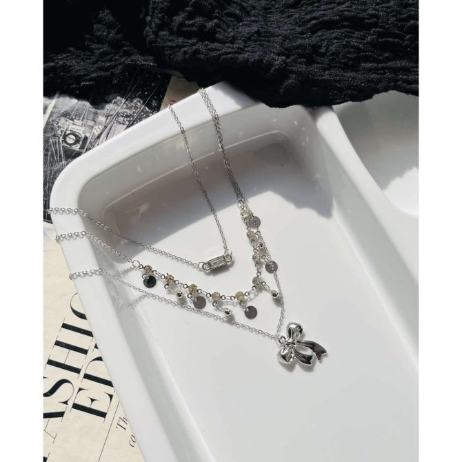 Three Layer Bow Necklace