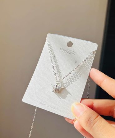 Silver Diamond Butterfly Necklace