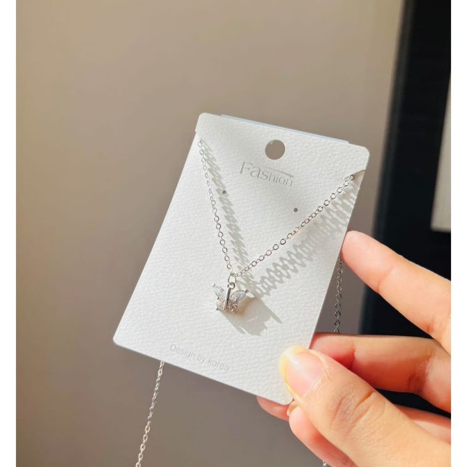 Silver Diamond Butterfly Necklace