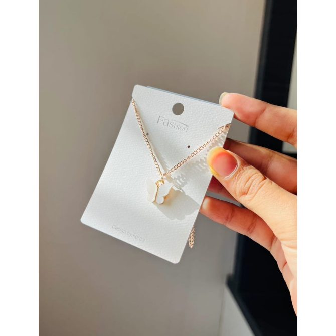 White Butterfly Necklace