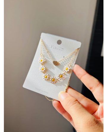 Two Layer Daisy Heart Necklace~ Golden