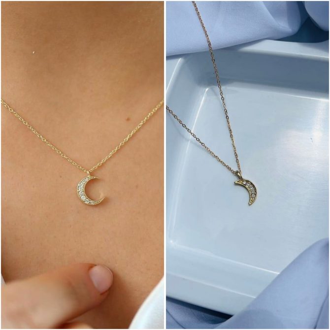 Diamond Moon Necklace